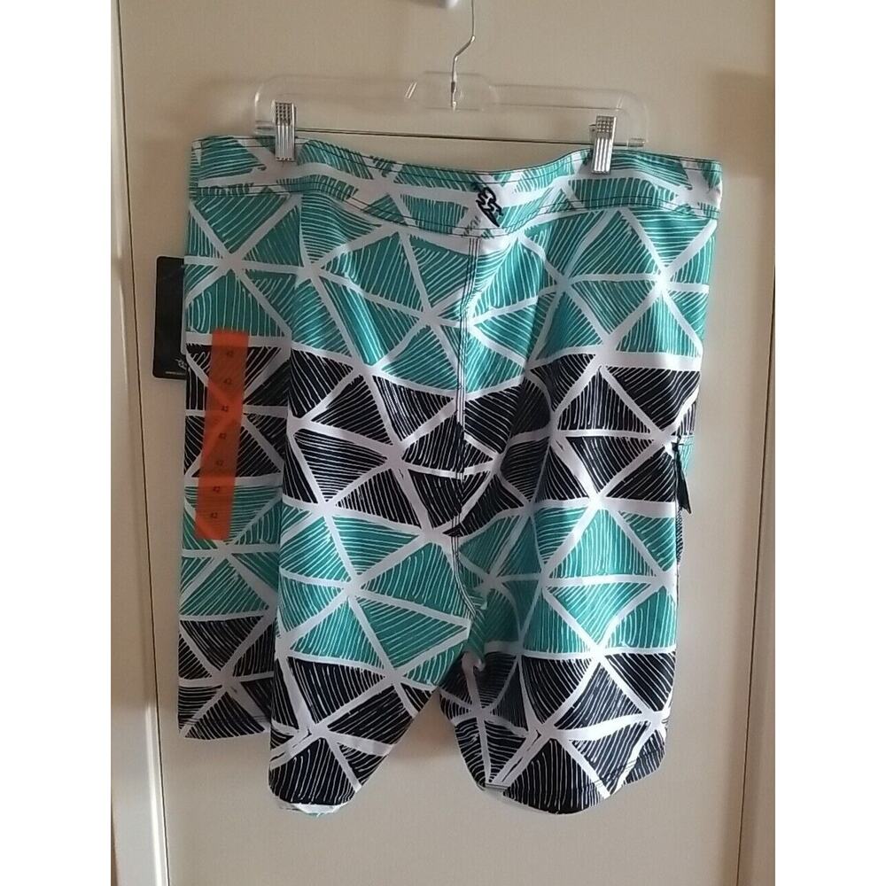 DaHui Men's 42 Board Shorts Blk/Seafoam Green Hawaii Beach Swim Trunks Surf NWT - Picture 3 of 11